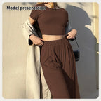 Sarah Express Women's Two Piece Suit Set Cropped Jacket and Pants