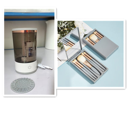 Sarah Express Women's Electric Makeup Brush Cleaner Machine - USB Rechargeable Portable Cosmetic Brush Cleaning Tool Set4 USB