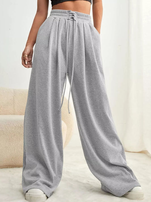 Sarah Express Women's Drawstring Waist Wide Leg Pants