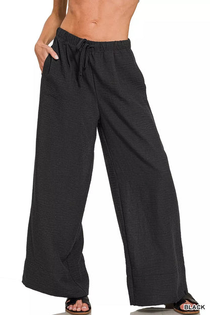 Sarah Express Women's Woven Airflow Drawstring Pants