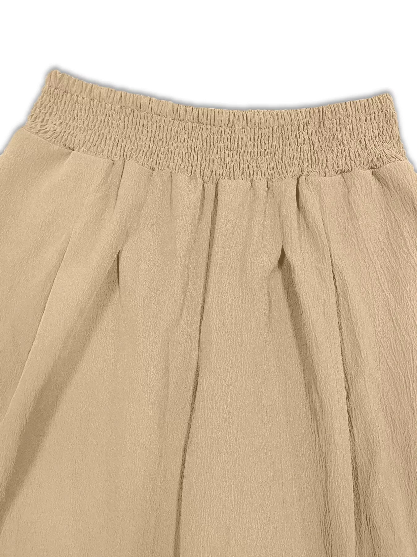 Sarah Express Women's Plus Size Smocked Waist Cropped Wide Leg Pants