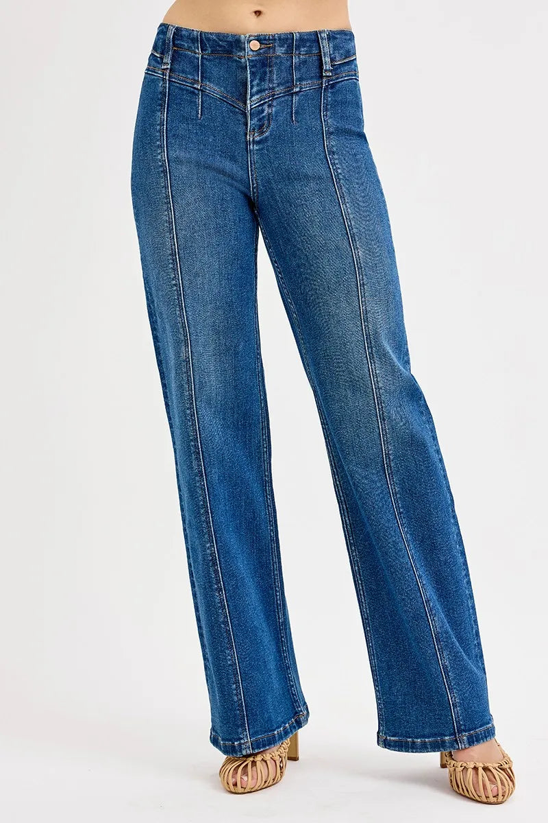 Sarah Express Women’s High Rise Wide Leg Jeans with Front Seam Detail
-Origin