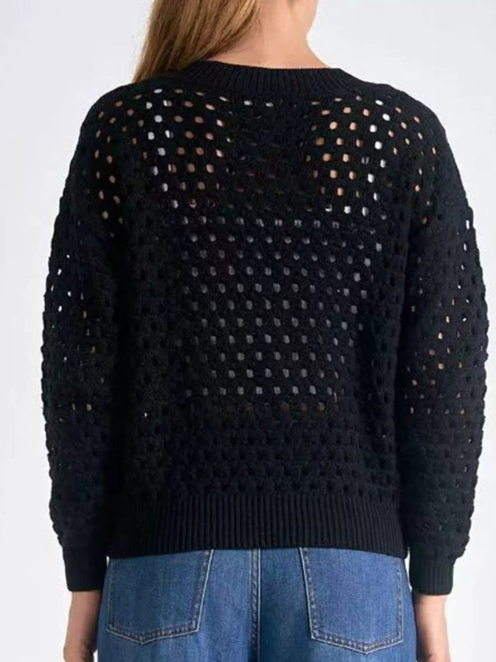 Sarah Express Women's Full Size Zip Up Long Sleeve Cardigan with Eyelet Detail Plus Size