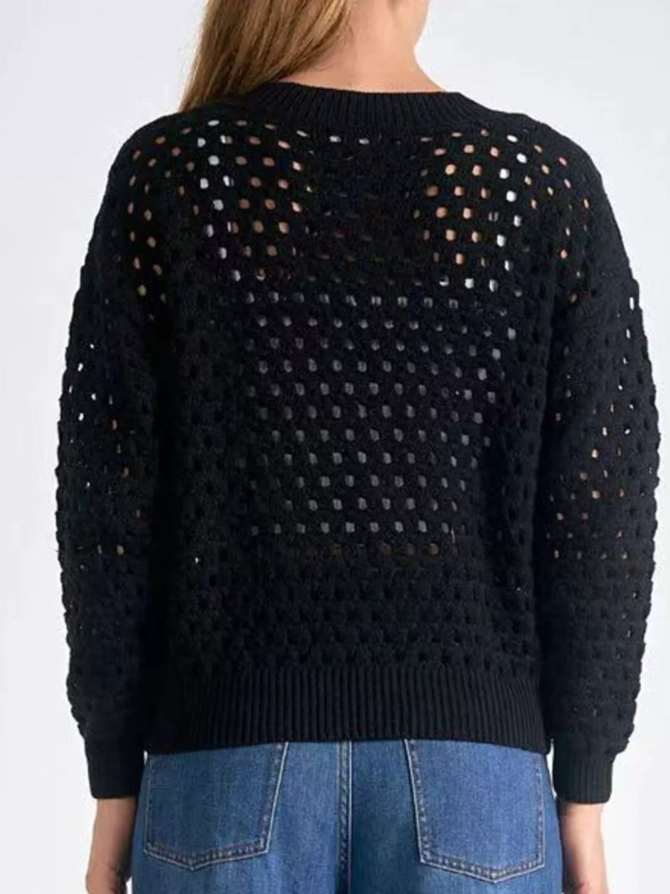 Sarah Express Women's Full Size Zip Up Long Sleeve Cardigan with Eyelet Detail Plus Size