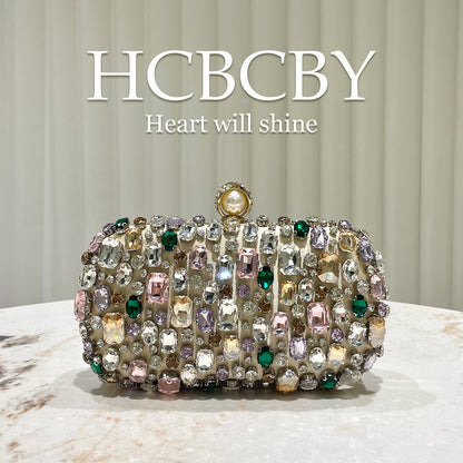 Sarah Express Womens Luxurious Gold-colored Clutch With Dazzling Rhinestone Accents