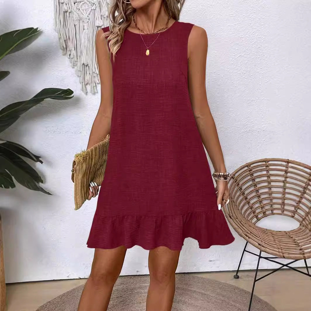 Sarah Express Ruffle Sleeveless Beach Dress Casual Summer Midi Dress