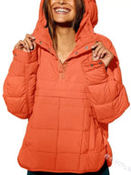 Sarah Express Women's Quarter Snap Hooded Puffer Jacket