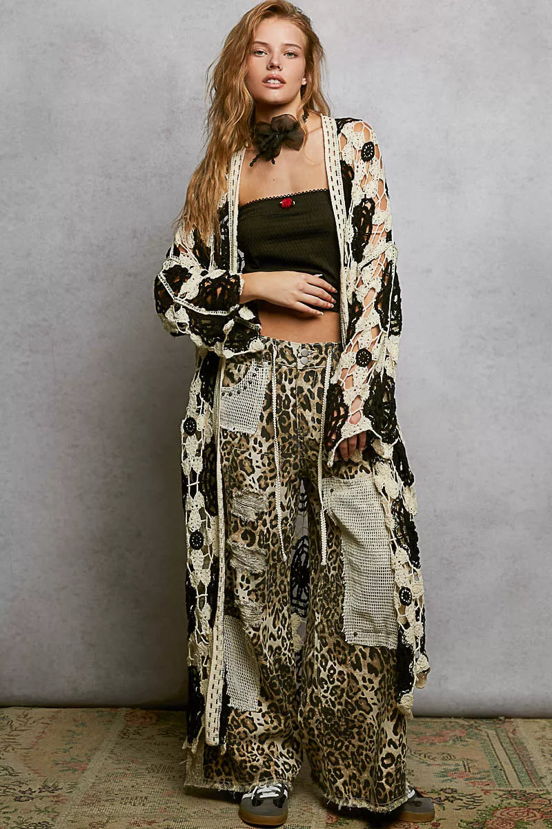 Sarah Express Open Front Crochet Longline Cardigan - Oversized Boho Maxi Duster