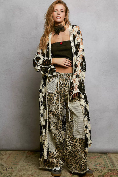 Sarah Express Open Front Crochet Longline Cardigan - Oversized Boho Maxi Duster
