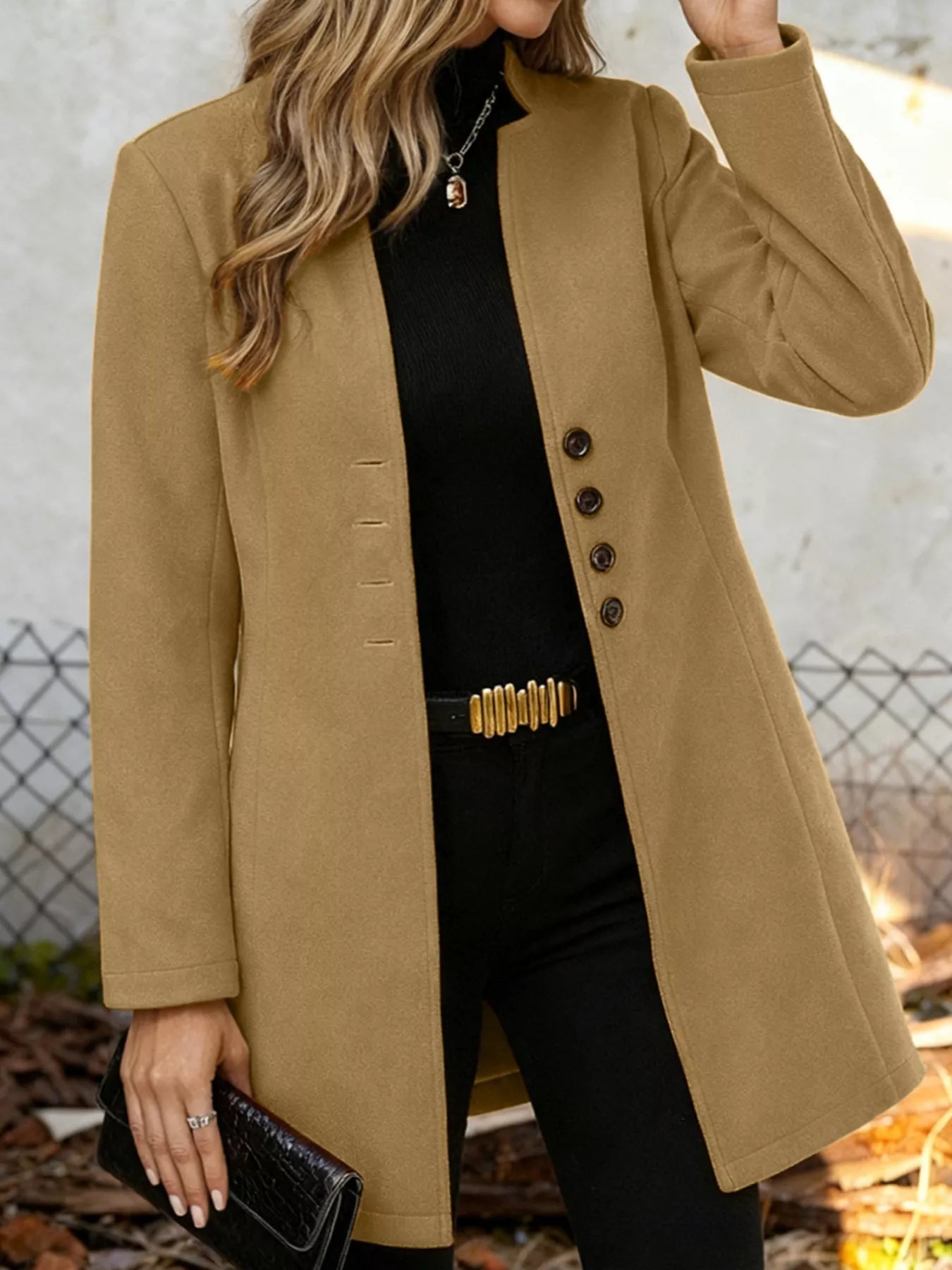 Sarah Express Women's Longline Button-Down Shirt Jacket with Pockets