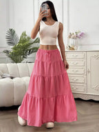 Sarah Express Women's Flowy Tiered Maxi Skirt
