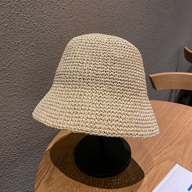 Sarah Express Women's Straw Beach Hat Sun Protection Bucket Hat Breathable Dome Crown Summer Accessory
