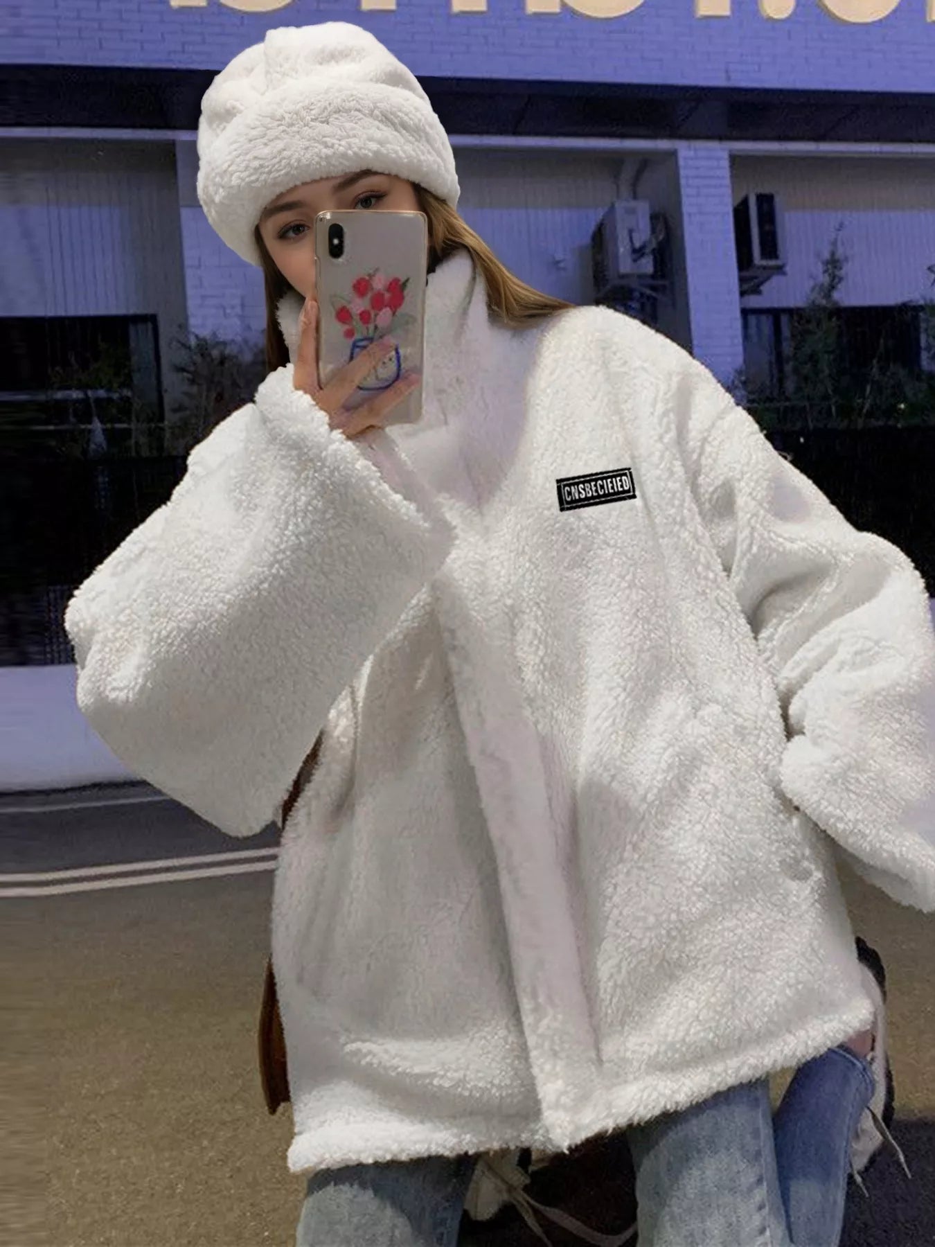 Sarah Express Women's Sherpa Fleece Zip Up Jacket