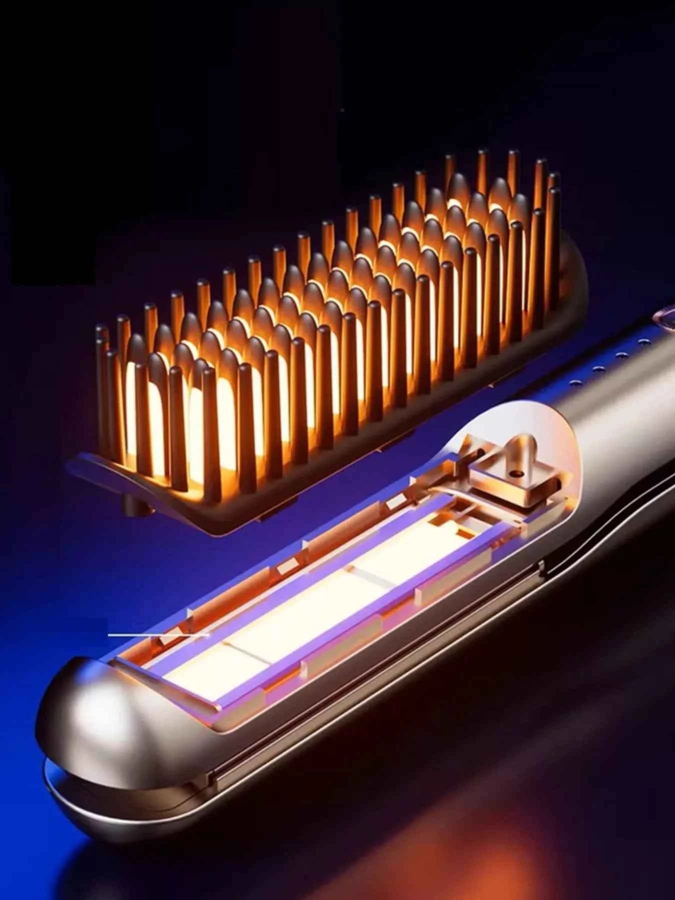 Sarah Express Women's Portable Heated Straightening Comb - 2-in-1 Curling & Straightening Hair Styling Tool