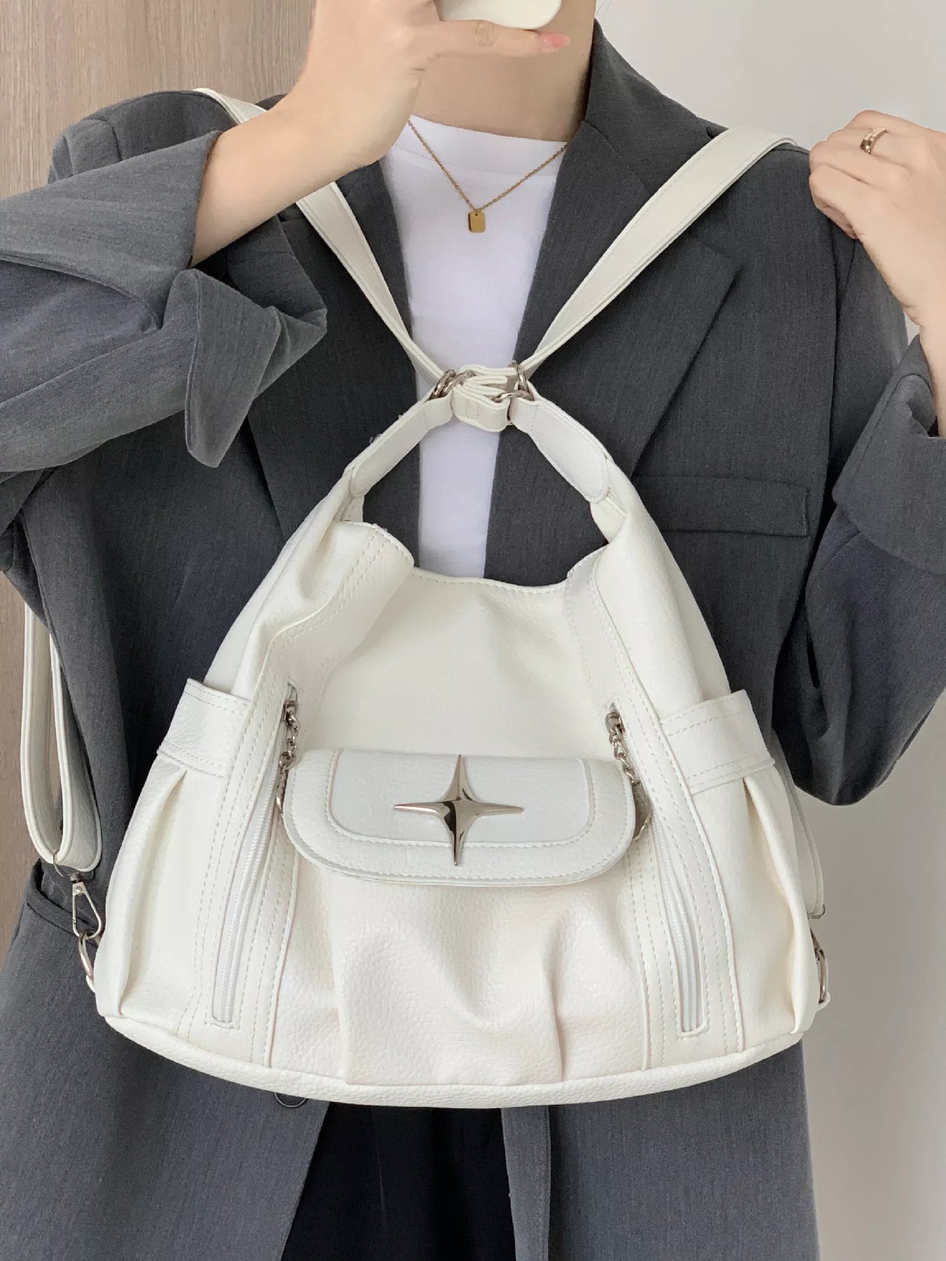 Sarah Express Women's Adjustable Strap Star Decor Convertible Crossbody Bag