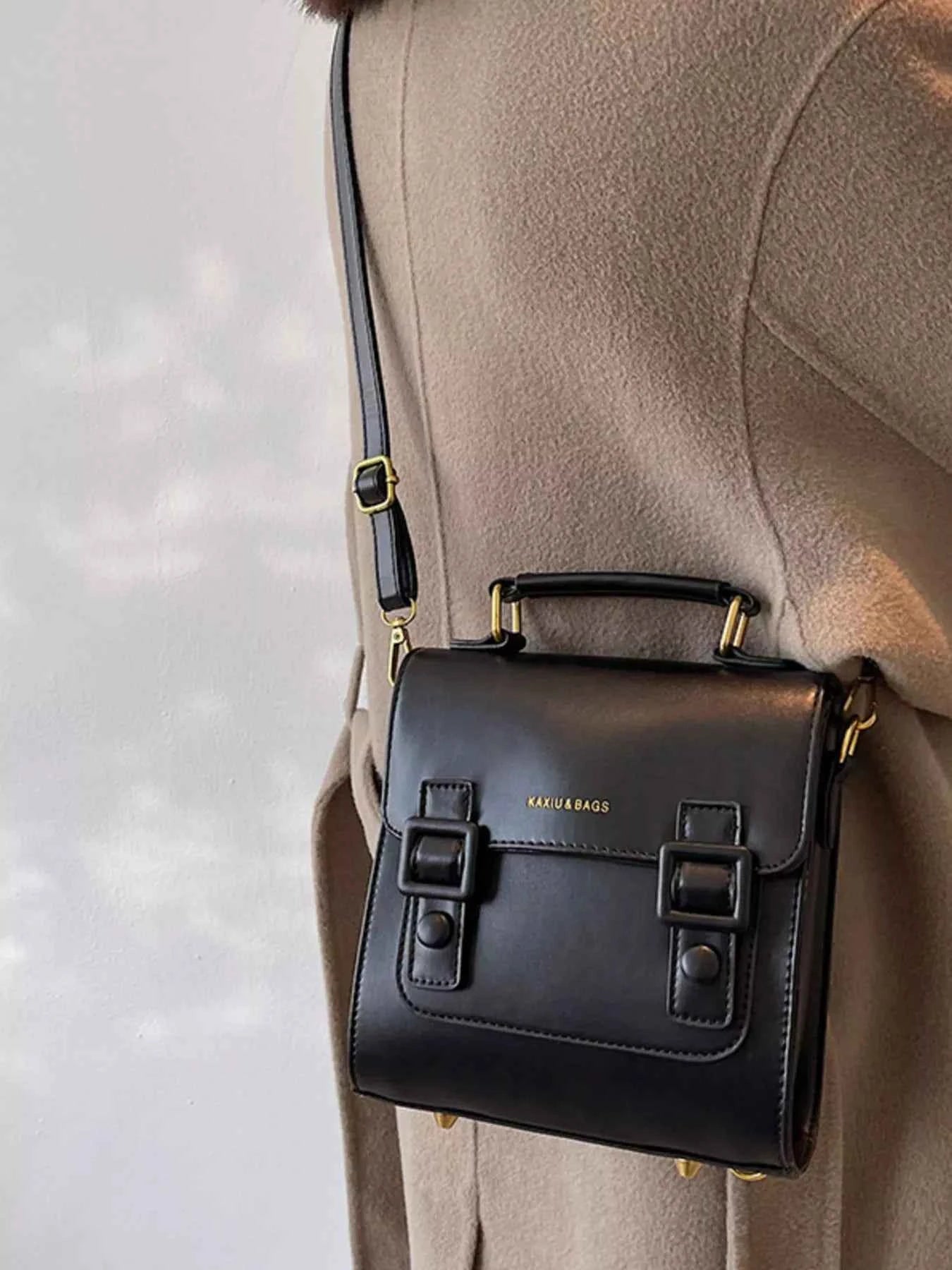 Double Buckle Square Backpack Bag