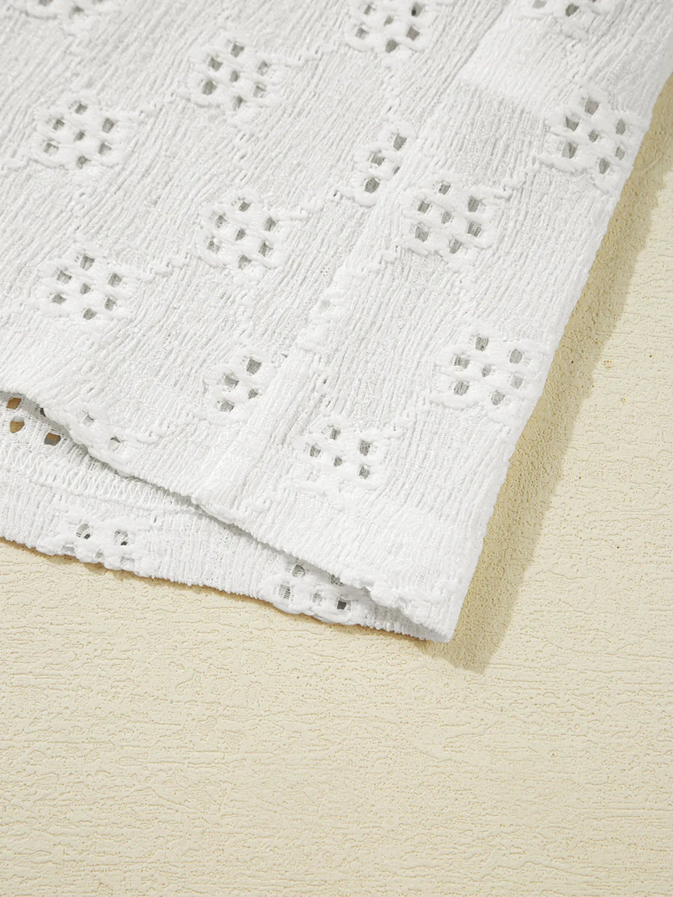 Sarah Express Women's Eyelet Embroidered Loose V Neck Long Sleeve Top