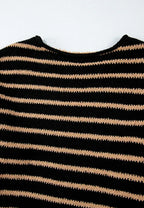 Sarah Express Women's Stripe Drop Shoulder Round Neck Sweater
