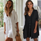Sarah Express Women's Beach Cover Up Skirt Button Front Swimwear Sarong One Size