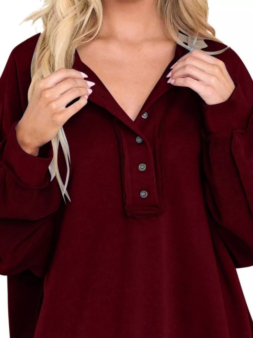 Sarah Express Women's Half Snap Long Sleeve Sweatshirt