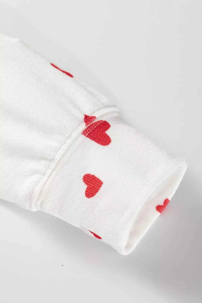 Sarah Express Women's Hearts Printed Long Sleeve Top & Drawstring Pants Lounge Set