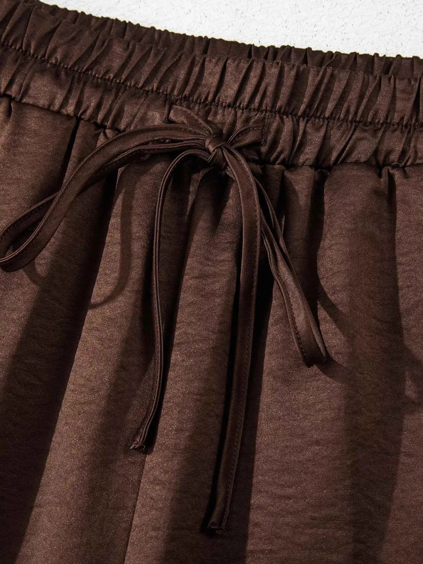 Sarah Express Women's Braided V-Neck Long Sleeve Top and Drawstring High Waist Pants Set