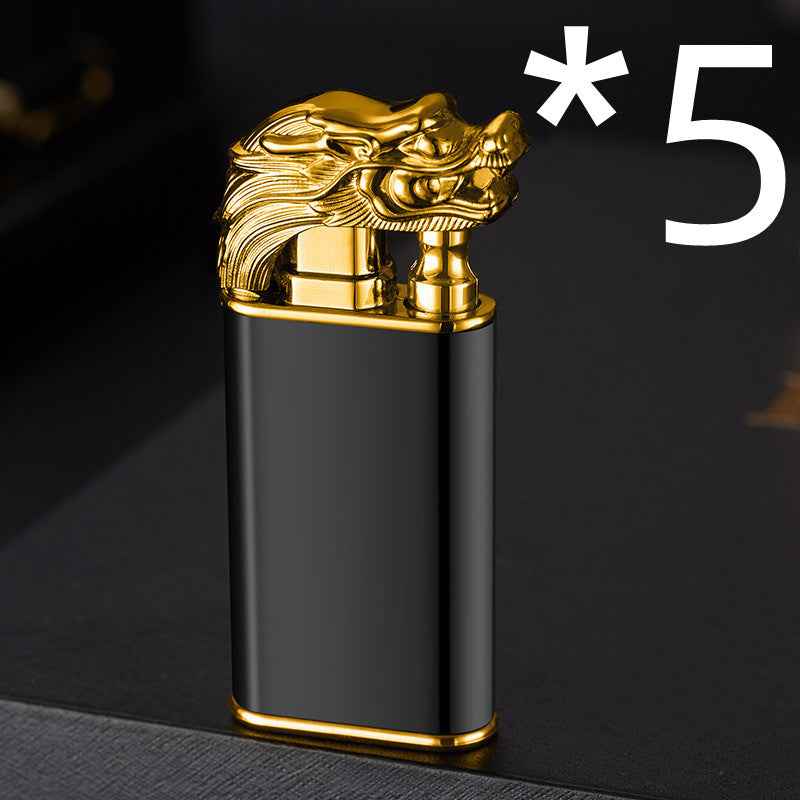 Sarah Express Blue Flame Metal Lighter - Windproof Butane Lighter with Dolphin Dragon Design Business black faucet 5PCS
