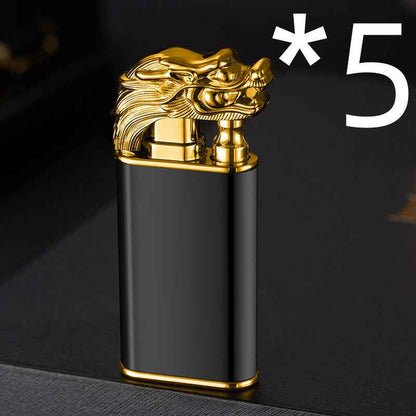 Sarah Express Blue Flame Metal Lighter - Windproof Butane Lighter with Dolphin Dragon Design Business black faucet 5PCS