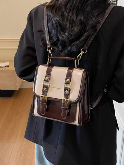 Sarah Express Women's Vintage Buckle Mini Backpack - PU Leather Small Backpack Purse