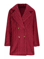 Sarah Express Women's Double-Breasted Fleece Longline Coat