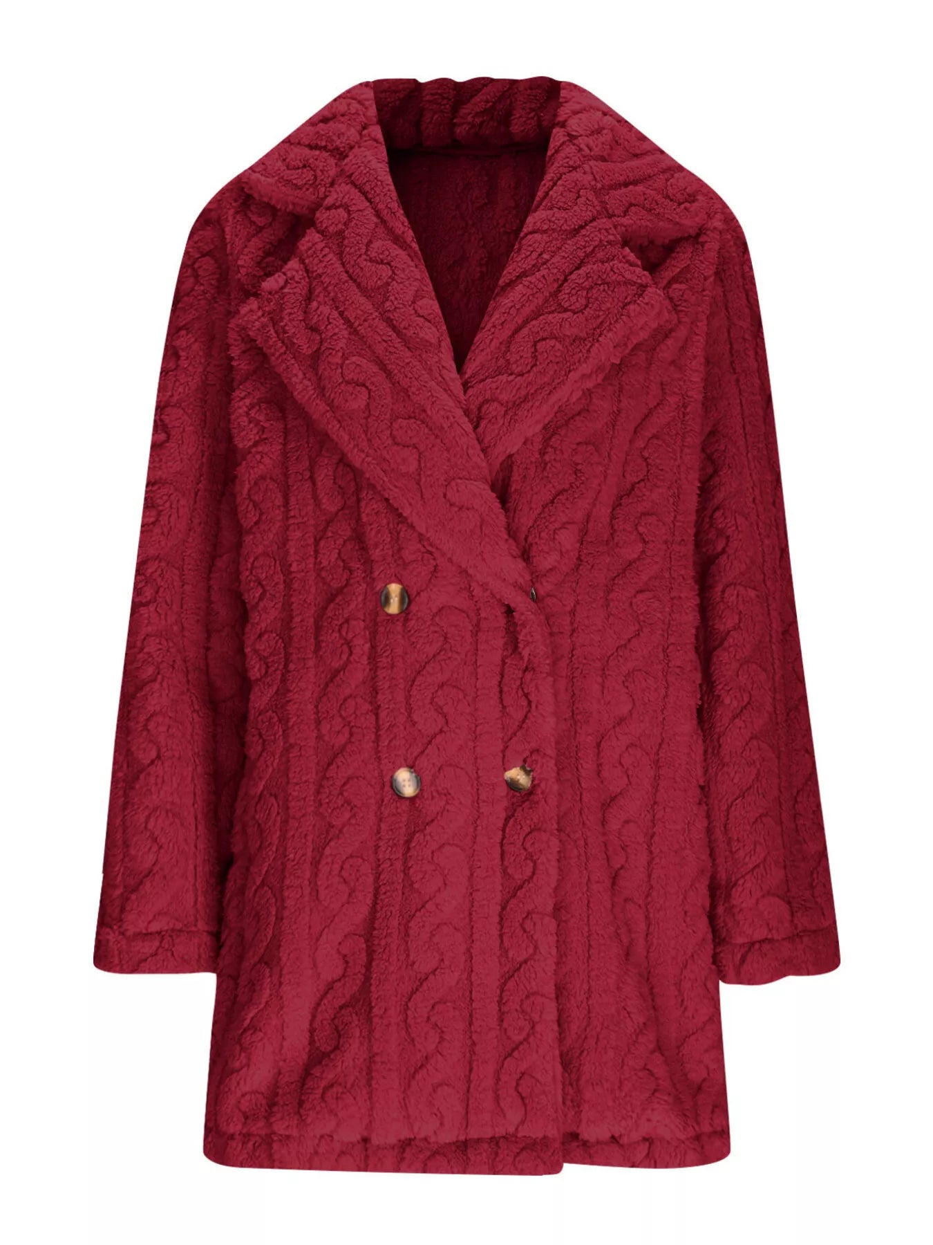 Sarah Express Women's Double-Breasted Fleece Longline Coat