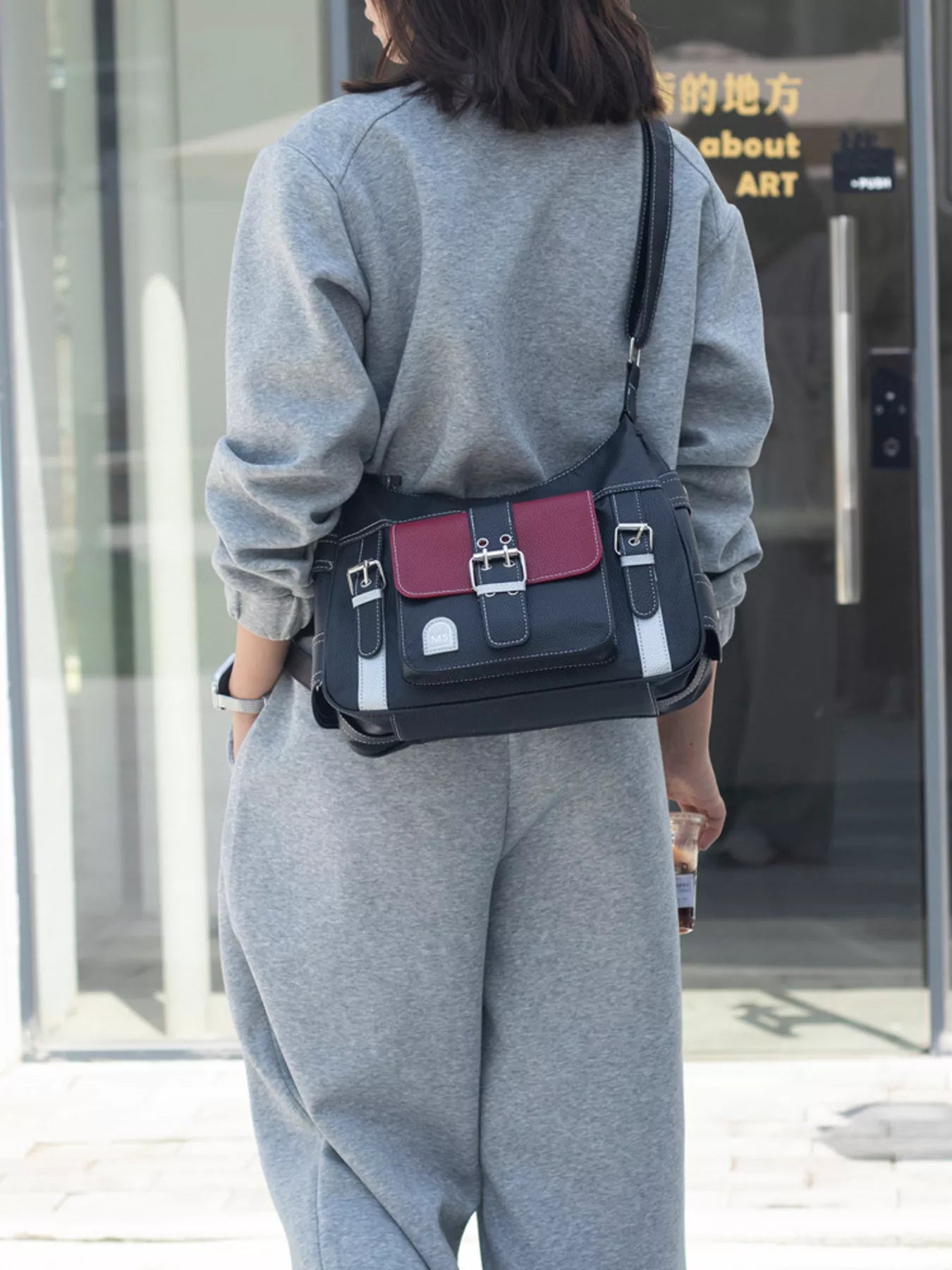 Sarah Express Women's Buckle Decor Flap Crossbody Bag