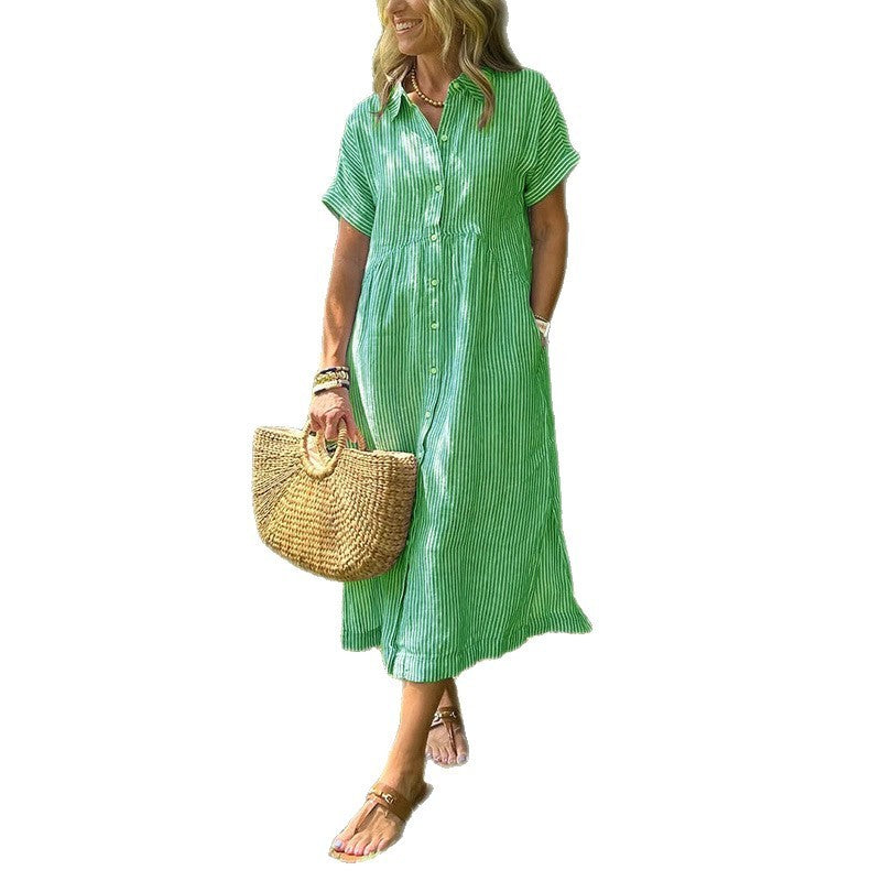 Sarah Express Women's Loose Striped Short Sleeve Casual Dress Plus Size