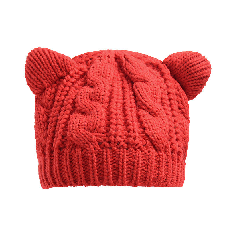 Sarah Express Handmade 3D Knitted Cat Ear Beanie Winter Warm Hat