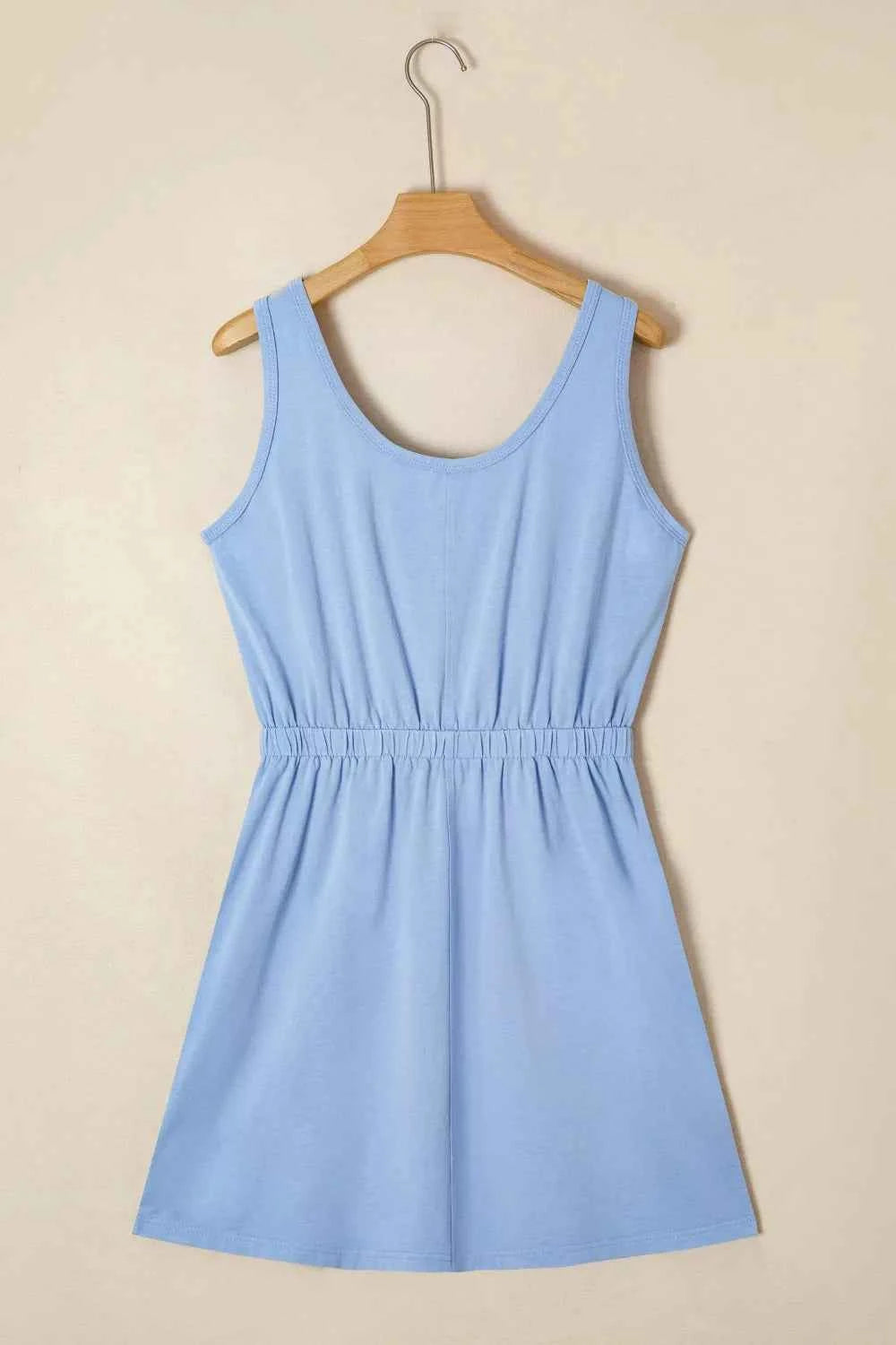 Sarah Express Women's Mineral Wash Tank Dress with Pockets - Elastic Waist Casual Dress