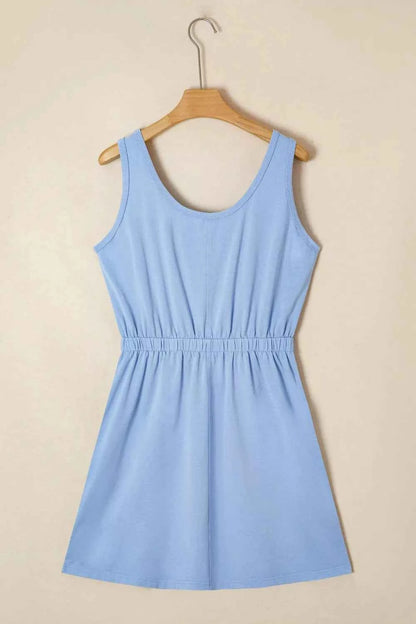 Sarah Express Women's Mineral Wash Tank Dress with Pockets - Elastic Waist Casual Dress