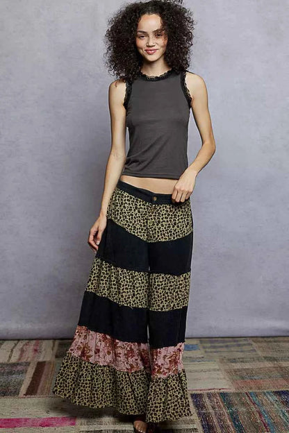 Sarah Express Women's Round Neck Cropped Tank Top with Lace Trim