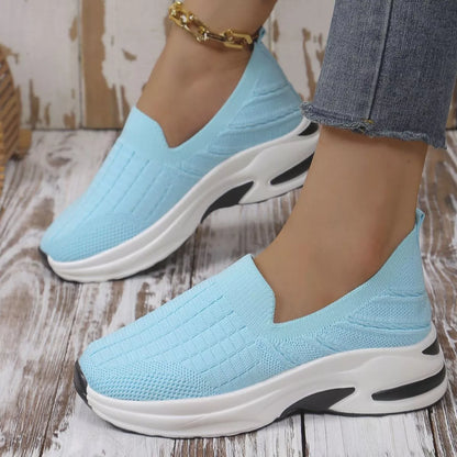 Sarah Express Women's Round Toe Mesh Slip-Ons Sky Blue