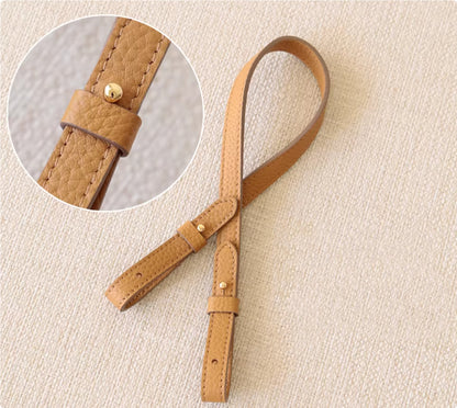 Sarah Express Genuine Leather Bag Strap Replacement – Adjustable Spaghetti Shoulder Strap with Gold & Silver Stud Detail Biscuit with gold