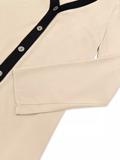 Sarah Express Women's Contrast Trim Button-Down Midi Dress