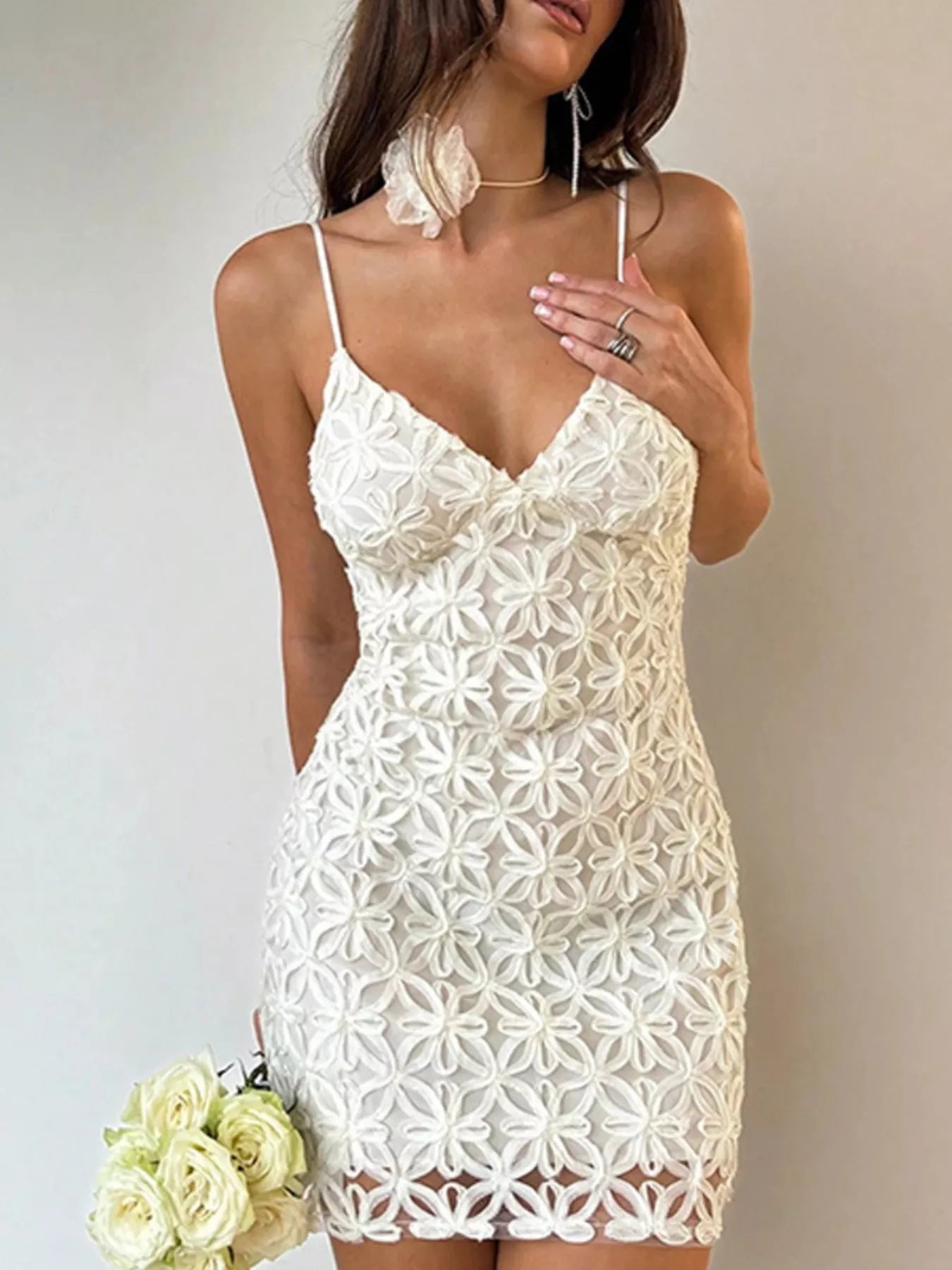 Sarah Express Women's Lace Bodycon Mini Dress