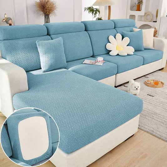 Sarah Express Elastic Sofa Cushion Cover - All Season Universal Fit Slipcover Sea Blue