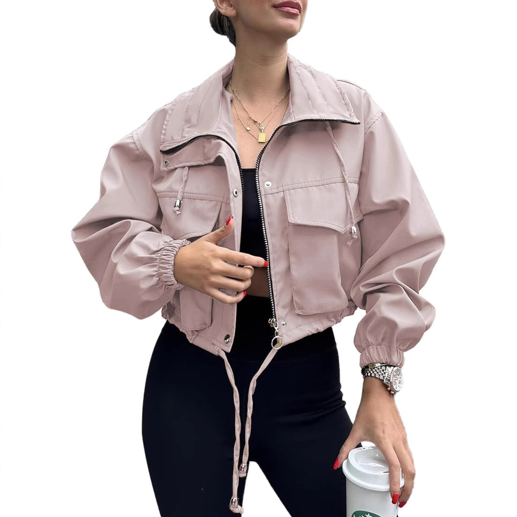 Women's Zipper Trench Coat Short Jacket