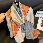Sarah Express Women's Lightweight Silk Scarf Plaid Sun Protection Shawl Spring Summer