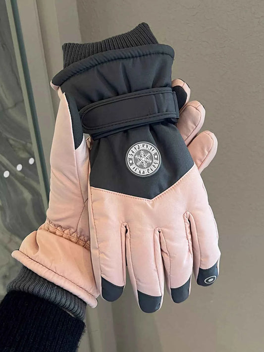 Sarah Express Women's Waterproof Color Block Gloves - Winter Warm Ski Gloves Dusty Pink ONESIZE