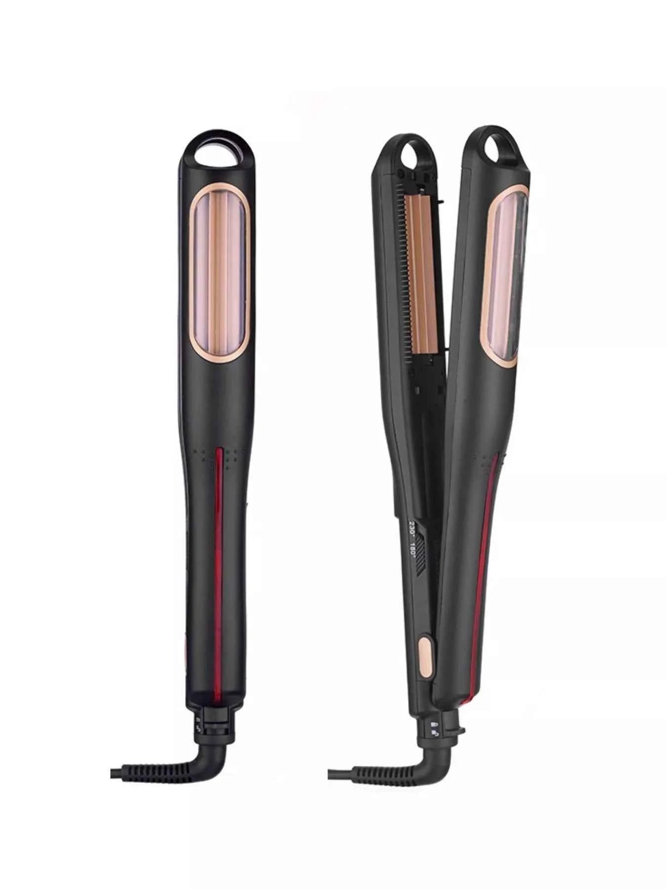 Sarah Express 2-in-1 Hair Curling Iron and Straightener - Fast Heating Styling Tool Black Gold