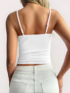 Sarah Express Women's Lace Trim V-Neck Cami Top