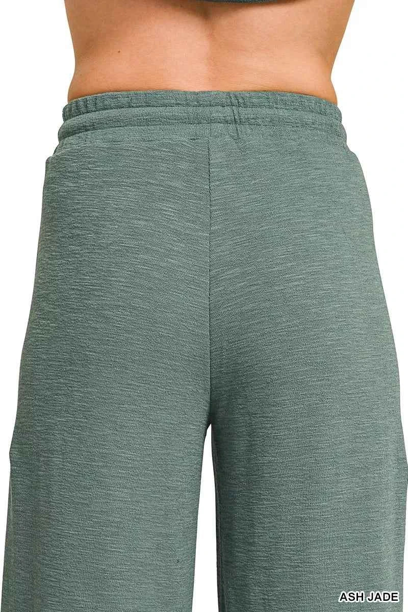 Sarah Express Women's Cotton Slub Short Sleeve Tee and Pants Set - Zenana Loungewear