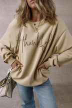 Sarah Express Women's THANKFUL Round Neck Long Sleeve Sweatshirt