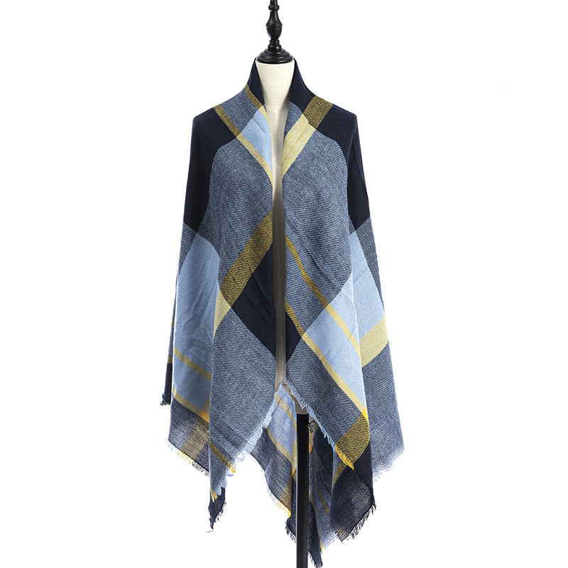 Sarah Express Women's Oversized Square Scarf Cashmere-like Double-Sided Shawl 140cm Woven Fall Winter Accessory